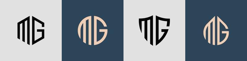 ensemble de conceptions de logo mg de lettres initiales simples créatives. vecteur