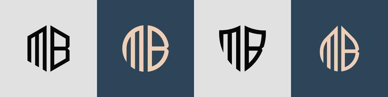 ensemble de conceptions de logo mb de lettres initiales simples créatives. vecteur