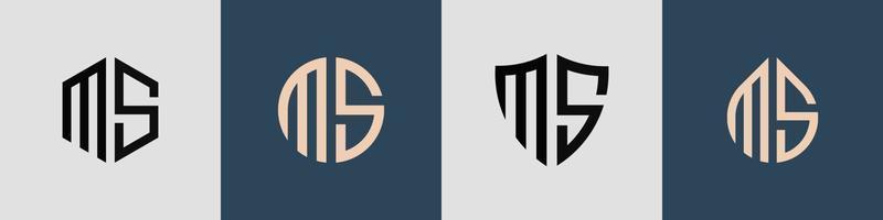 ensemble de conceptions de logo ms de lettres initiales simples créatives. vecteur