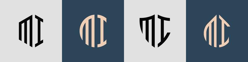 ensemble de conceptions de logo mi de lettres initiales simples créatives. vecteur