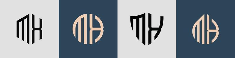 ensemble créatif de conceptions de logo mx de lettres initiales simples. vecteur