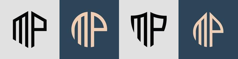 ensemble de conceptions de logo mp de lettres initiales simples créatives. vecteur