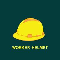 casque de travailleur jaune sur fond vert illustration vectorielle plane vecteur