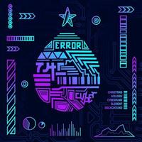 forme d'élément cyber de noël sur fond cyberpunk. vecteur