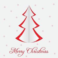 carte de voeux de noël avec sapin de noël avec effet papier découpé. arbre de Noël sur un fond avec des flocons de neige. illustration vectorielle vecteur