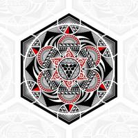 hexagones et cercles géométriques dans un mélange d'art de mandala polynésien thaïlandais vecteur