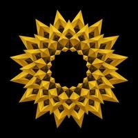 motif de fleurs dorées formes géométriques 3d style origami vecteur