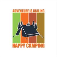 conception de t-shirt de camping vecteur