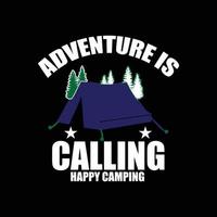 conception de t-shirt de camping vecteur