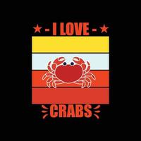 conception de t-shirt de crabe vecteur