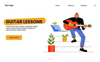 page de destination des cours de guitare, éducation en ligne vecteur