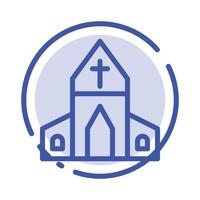 église maison pâques croix bleu pointillé ligne icône vecteur