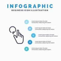 les gestes des doigts de la main rechargent l'icône de la ligne avec l'arrière-plan de l'infographie de présentation en 5 étapes vecteur