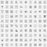 ensemble de 100 icônes de glyphes solides d'affaires vecteur