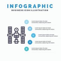 icône de ligne d'espace satellite de plate-forme orbitale complexe avec fond d'infographie de présentation en 5 étapes vecteur