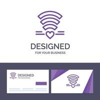 carte de visite créative et modèle de logo wifi amour mariage coeur illustration vectorielle vecteur