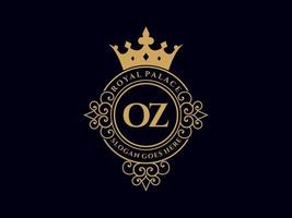 lettre oz logo victorien de luxe royal antique avec cadre ornemental. vecteur