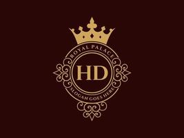 lettre hd logo victorien de luxe royal antique avec cadre ornemental. vecteur