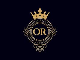 lettre ou logo victorien de luxe royal antique avec cadre ornemental. vecteur