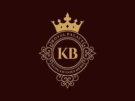 lettre kb logo victorien de luxe royal antique avec cadre ornemental. vecteur