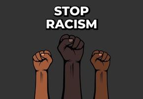 signe d'arrêt du racisme, main serrée, ensemble nous combattons le racisme, ensemble nous sommes forts vecteur