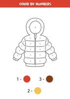 veste d'hiver de couleur par numéros. feuille de travail pour les enfants. vecteur