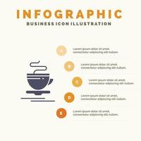 tasse de thé hôtel chaud modèle de présentation infographique présentation en 5 étapes vecteur