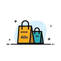 publicité sac sac à main shopping ad shopping entreprise ligne plate remplie icône vecteur modèle de bannière