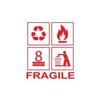 concept de vecteur icône logo fragile