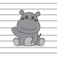 vecteur d'illustrations d'animaux hippopotames mignons