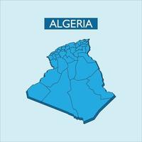 carte vectorielle de l'algérie vecteur de couleur bleue