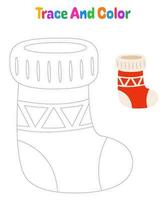 feuille de traçage des chaussettes de noël pour les enfants vecteur