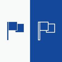 drapeau de base ui ligne et glyphe icône solide bannière bleue ligne et glyphe icône solide bannière bleue vecteur