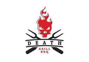 logo crâne de feu, adapté aux marques de barbecue, cafés, restaurants et autres. vecteur