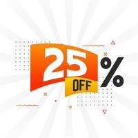 25% de réduction sur l'offre spéciale de réduction. 25 sur la vente de graphiques vectoriels de campagne publicitaire. vecteur