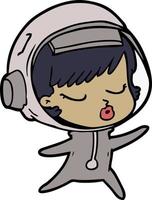 fille astronaute de dessin animé vecteur