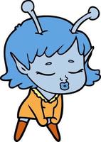 personnage de fille extraterrestre de vecteur en style cartoon