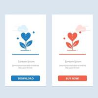 gratitude grandir croissance coeur amour bleu et rouge télécharger et acheter maintenant modèle de carte de widget web vecteur