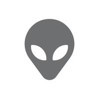 eps10 vecteur gris alien extraterrestre visage ou tête icône art solide isolé sur fond blanc. symbole extraterrestre dans un style moderne et plat simple pour la conception de votre site Web, votre logo et votre application mobile