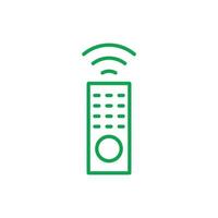 eps10 vecteur vert télécommande tv ligne art icône isolé sur fond blanc. symbole de contour de télécommande de télévision dans un style moderne simple et plat pour la conception de votre site Web, votre logo et votre application mobile