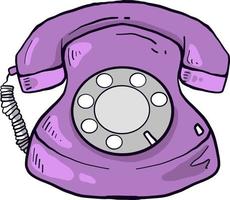 Téléphone violet, illustration, vecteur sur fond blanc