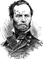 général william tecumseh sherman, illustration vintage vecteur