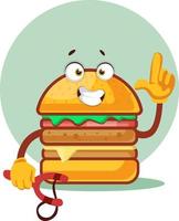 burger tient une fronde, illustration, vecteur sur fond blanc.