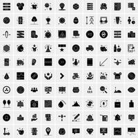 ensemble de 100 icônes de glyphes solides d'affaires vecteur