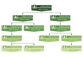 concept de structure d'entreprise verte, schéma d'organigramme d'entreprise avec des icônes de personnes. illustration vectorielle. vecteur
