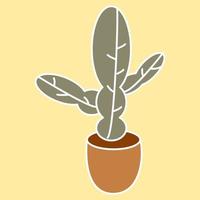gros cactus en pot, illustration, vecteur, sur fond blanc. vecteur