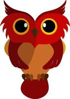 hibou rouge, illustration, vecteur sur fond blanc.