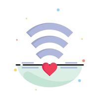 modèle de logo d'entreprise de coeur de mariage d'amour wifi couleur plate vecteur