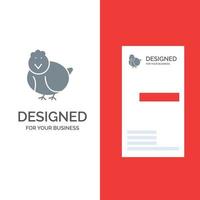 poulet pâques bébé joyeux gris logo design et modèle de carte de visite vecteur