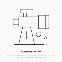 astronomie portée télescope spatial ligne icône vecteur